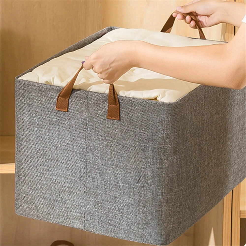 JJTZ 56L Storage Box Foldable Closet Organizer Bin with Steel Frame - Beige - 2