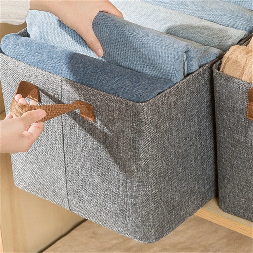 JJTZ 56L Storage Box Foldable Closet Organizer Bin with Steel Frame - Beige - 3