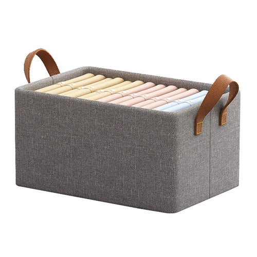 Home 26L Organizer Bag Foldable Metal+Cloth Storage Box for Clothes, Blankets - Grey - 1