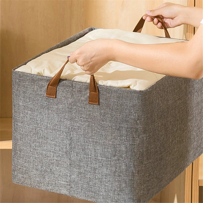 Home 26L Organizer Bag Foldable Metal+Cloth Storage Box for Clothes, Blankets - Grey - 2