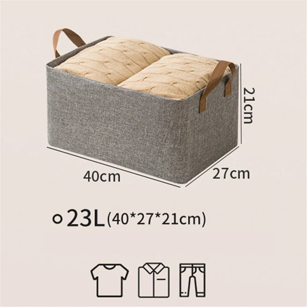 Foldable 23L Metal+Cloth Storage Box Organizer Bag for Clothes, Blankets - Grey - 6