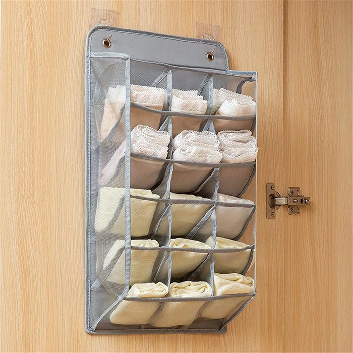 Underpants Hanging Organizer Oxford Cloth Panties Storage Bag for Wardrobe - Grey - 2