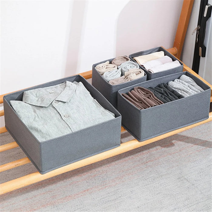 6Pcs / Set Cabinet Non-Woven Fabric Storage Box for Underwear Socks, XS+S+M - Beige - 6