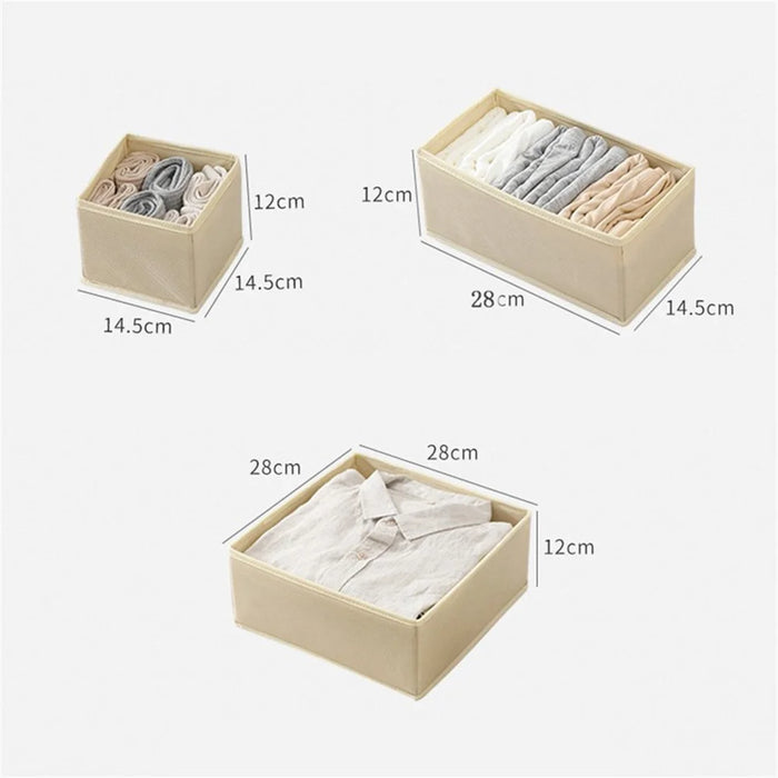 6Pcs / Set Cabinet Non-Woven Fabric Storage Box for Underwear Socks, XS+S+M - Beige - 7
