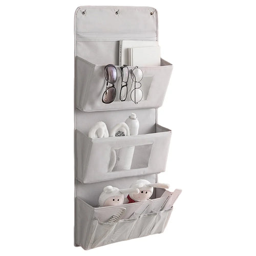 3-Layer Storage Bag 600D Oxford Cloth Wall Door Hanging Organizer Pouch - Grey - 1