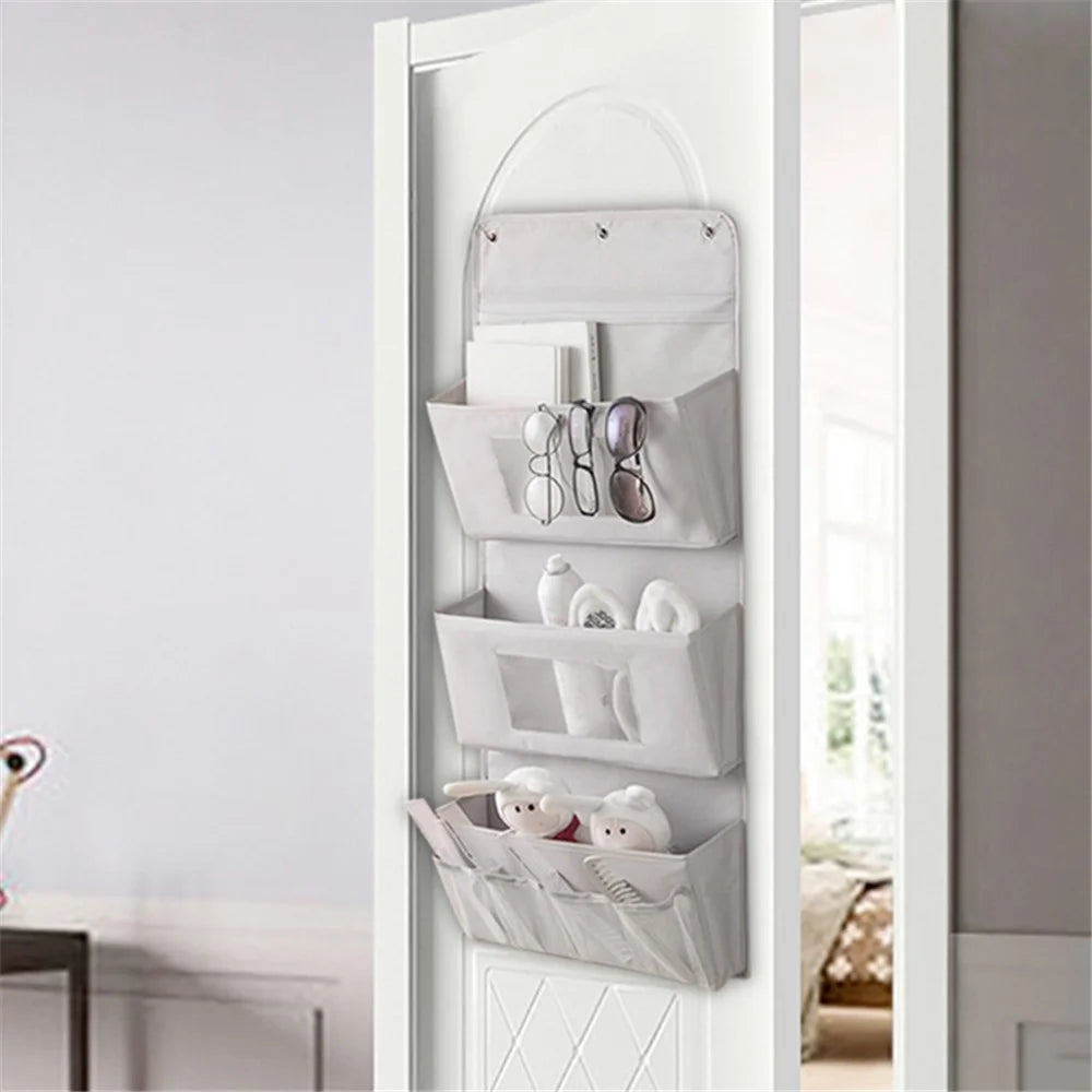 3-Layer Storage Bag 600D Oxford Cloth Wall Door Hanging Organizer Pouch - Grey - 2