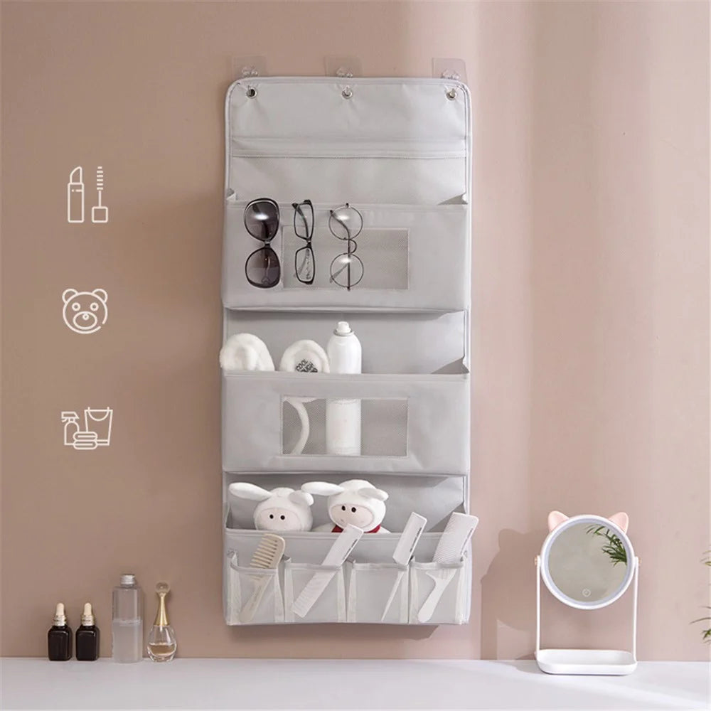 3-Layer Storage Bag 600D Oxford Cloth Wall Door Hanging Organizer Pouch - Grey - 3
