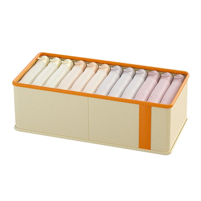 Wardrobe Storage Box Cationic PP Board + Oxford Cloth Foldable Organizer Case, Size S - Beige - 1