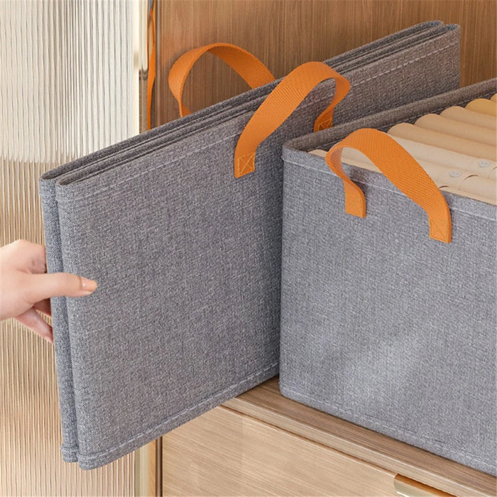 Wardrobe Storage Box Cationic PP Board + Oxford Cloth Foldable Organizer Case, Size S - Beige - 4