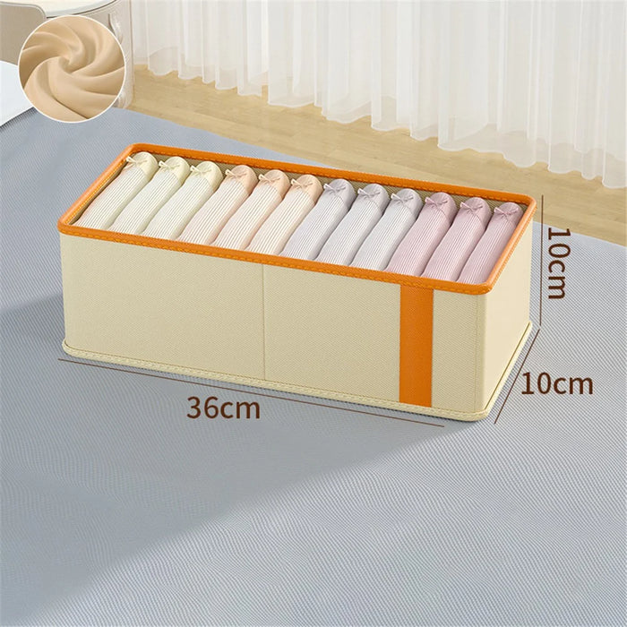 Wardrobe Storage Box Cationic PP Board + Oxford Cloth Foldable Organizer Case, Size S - Beige - 5