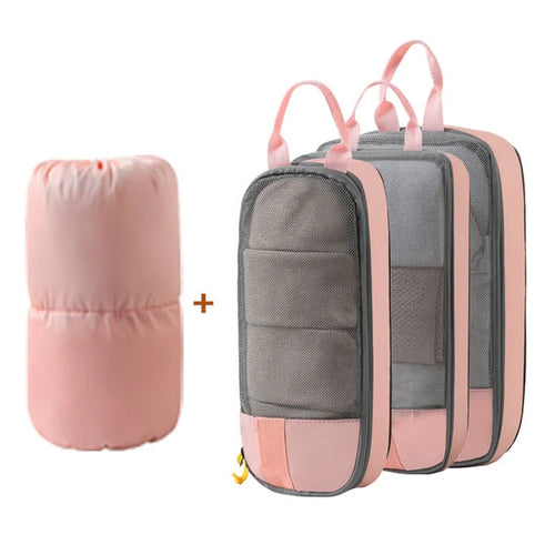 LXSN-000680 4PCS Oxford Cloth Travel Luggage Packing Cubes Compression Packing Bags - Pink - 1