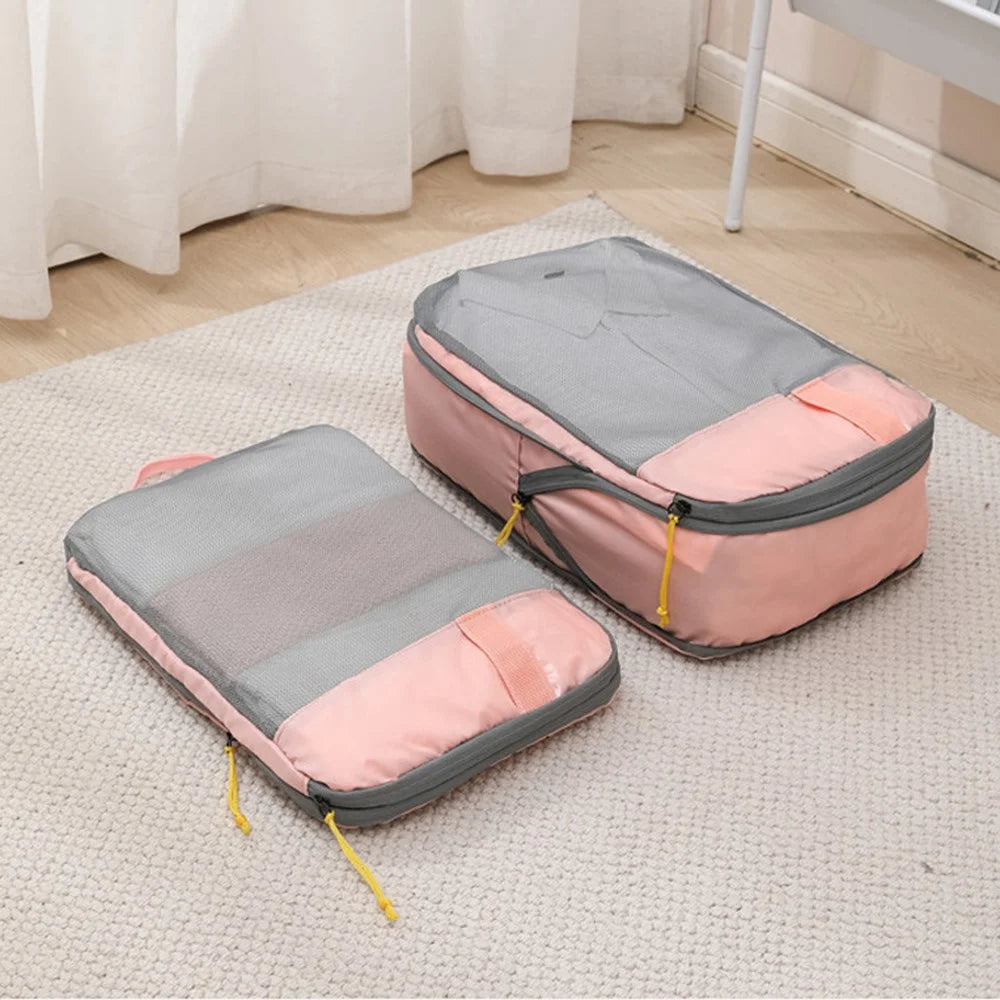 LXSN-000680 6PCS Compression Packing Pouches Set Oxford Cloth Storage Bags - Pink - 3