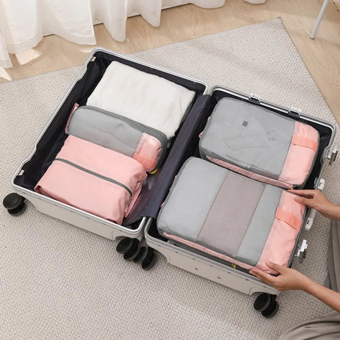 LXSN-000680 7PCS Oxford Cloth Storage Bags Luggage Compression Packing Pouch - Pink - 4