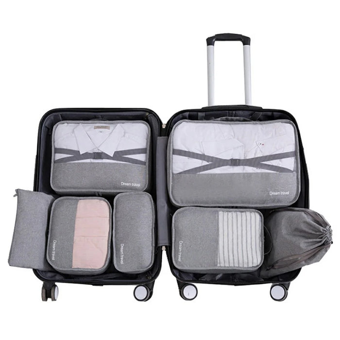 YLZ7S2017 Large Capacity Double-Layer Waterproof Cationic Travel Organizer Bag Set, 7-Piece - Grey - 1