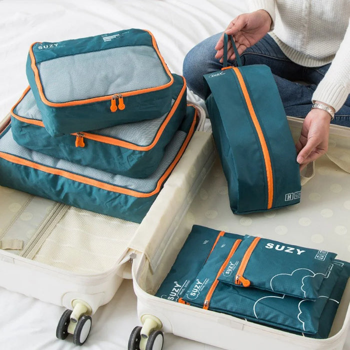 SUZY CG452 Travel Organizer Bag 7-Piece Set Clothes Storage Organizer Bag - Army Green - 1