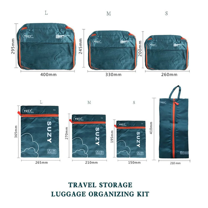 SUZY CG452 Travel Organizer Bag 7-Piece Set Clothes Storage Organizer Bag - Army Green - 5