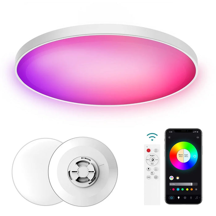 LED Ceiling Light Adjustable 48W EU Plug Smart Night Light Lamp for Living Bed Dining Room House - EU Plug - 1