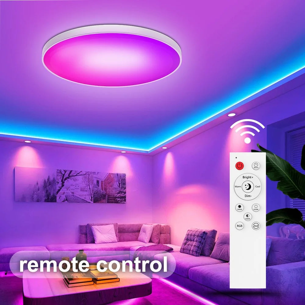 ZJ-BWCLAH-RGBWW-R12C2 LED Ceiling Light 30W Smart Night Light Lamp Voice Control for Living Bed Dining Room - 4