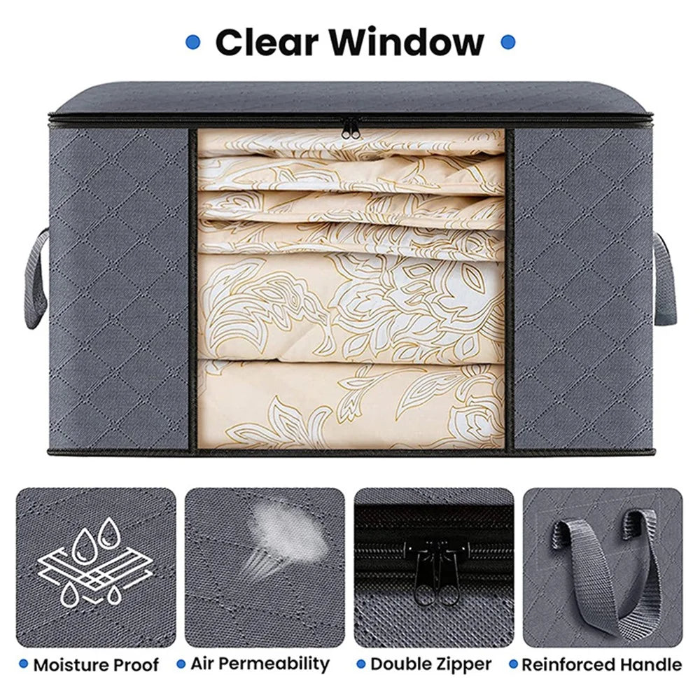 10PCS 35L 50x35x20CM Under Bed Non-woven Container Bin Blanket Quilts Storage Bag - 5