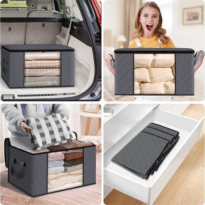 10PCS 90L 60x43x35CM Home Bedroom Non-woven Storage Bag Blanket Quilts Organizer - 7