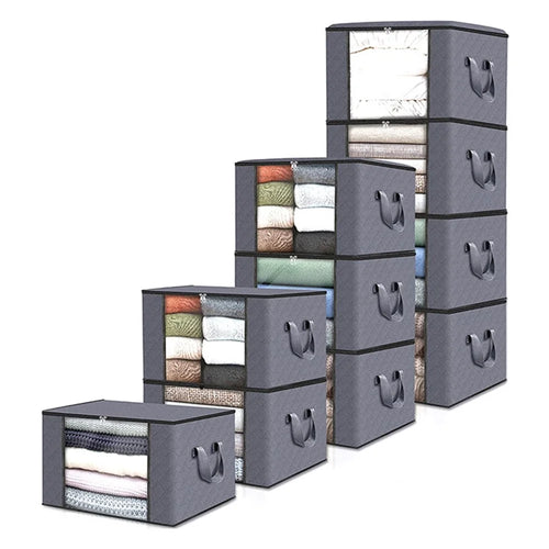 10PCS 60L 55x35x32CM Under Bed Non-woven Bag Clothes Storage Container for Blanket Quilts - 1