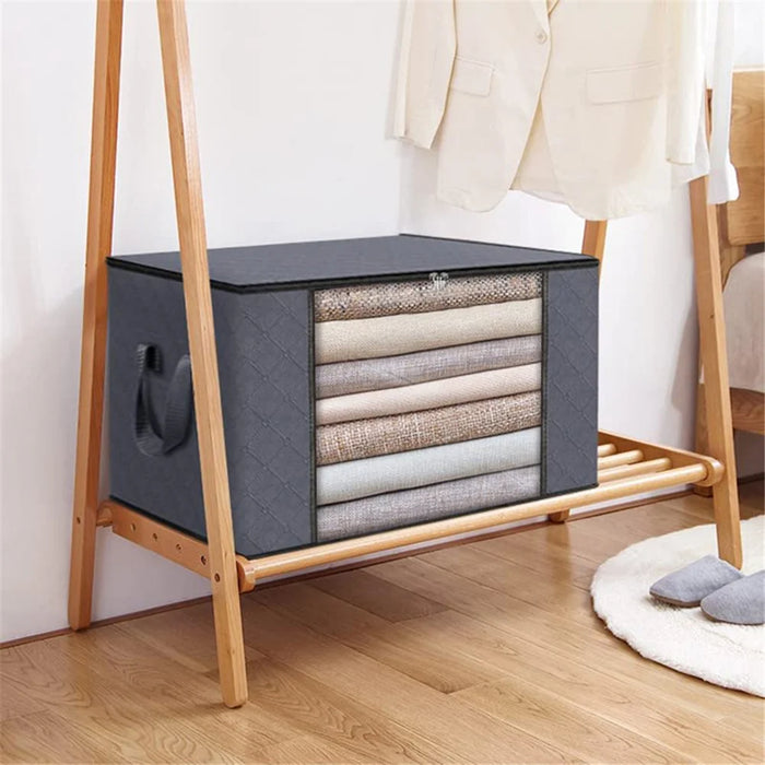10PCS 60L 55x35x32CM Under Bed Non-woven Bag Clothes Storage Container for Blanket Quilts - 2