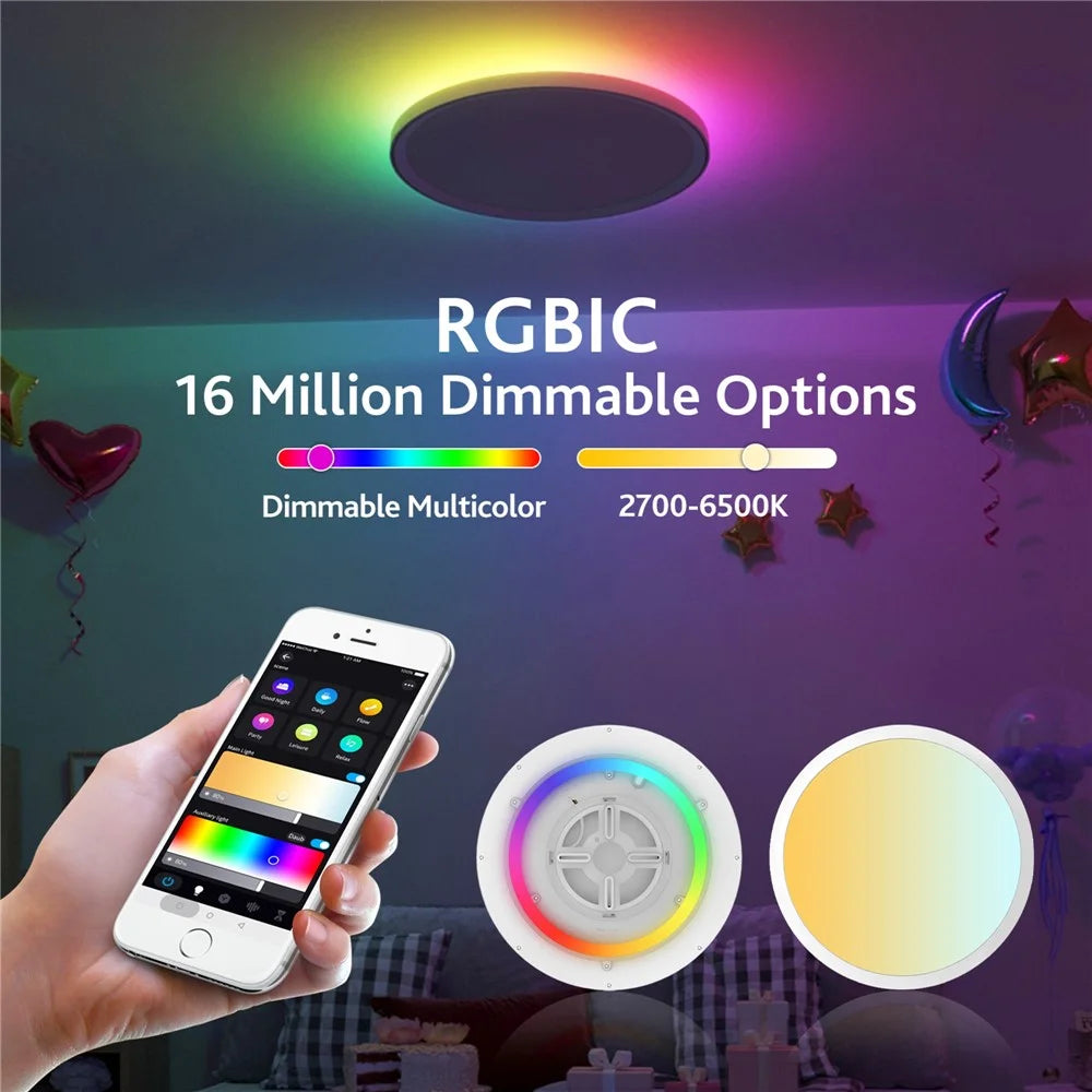 ZJ-WCLD-HC-RGB-CCT-S 30W Ultra-Thin Smart WiFi Bluetooth-compatible RGBCW Ceiling Light with Remote Control - 6