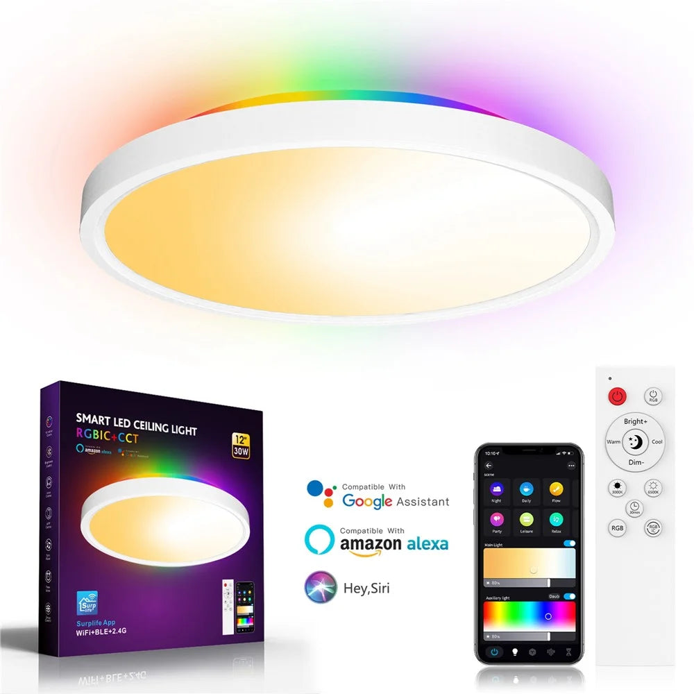 ZJ-WCLD-HC-RGB-CCT-S 30W Ultra-Thin Smart WiFi Bluetooth-compatible RGBCW Ceiling Light with Remote Control - 7