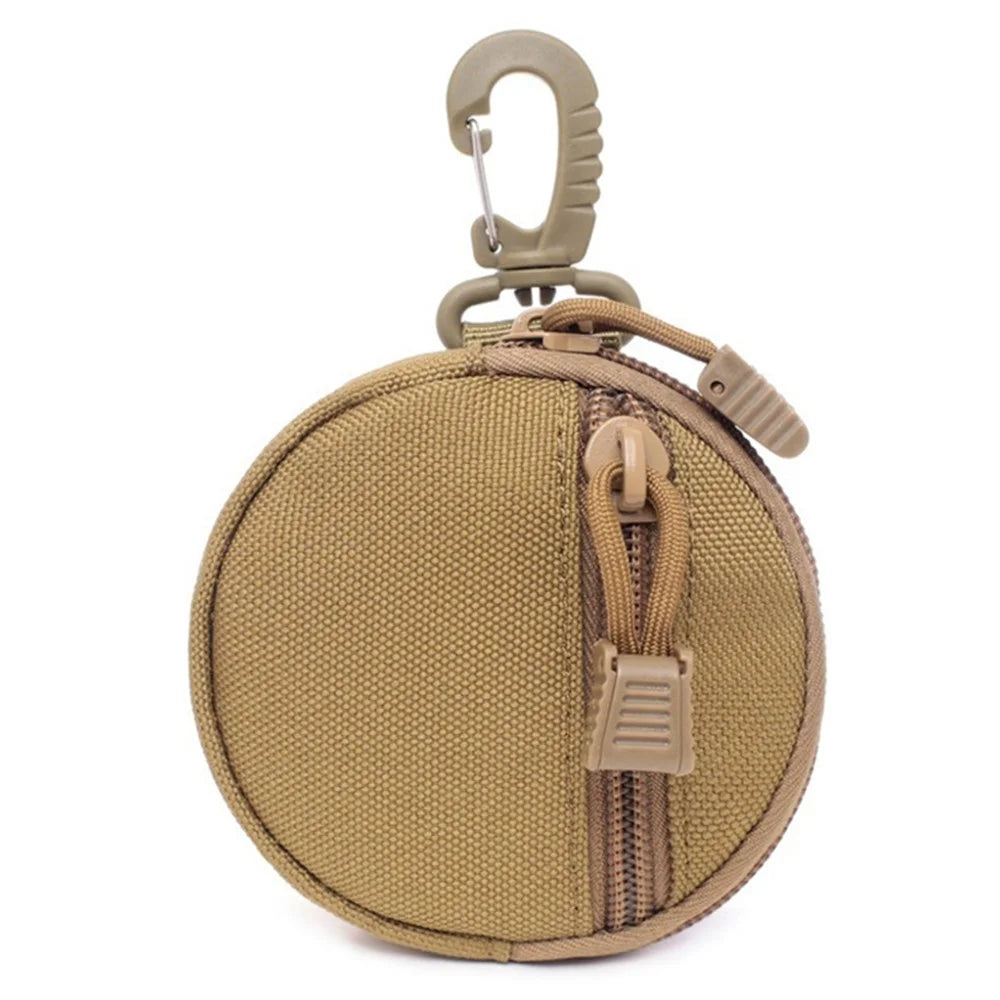 600D Oxford Cloth Zipper Wallet Waist Bag Portable Mini Coin Pouch with Keychain - Khaki - 1