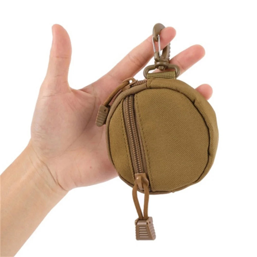 600D Oxford Cloth Zipper Wallet Waist Bag Portable Mini Coin Pouch with Keychain - Khaki - 2