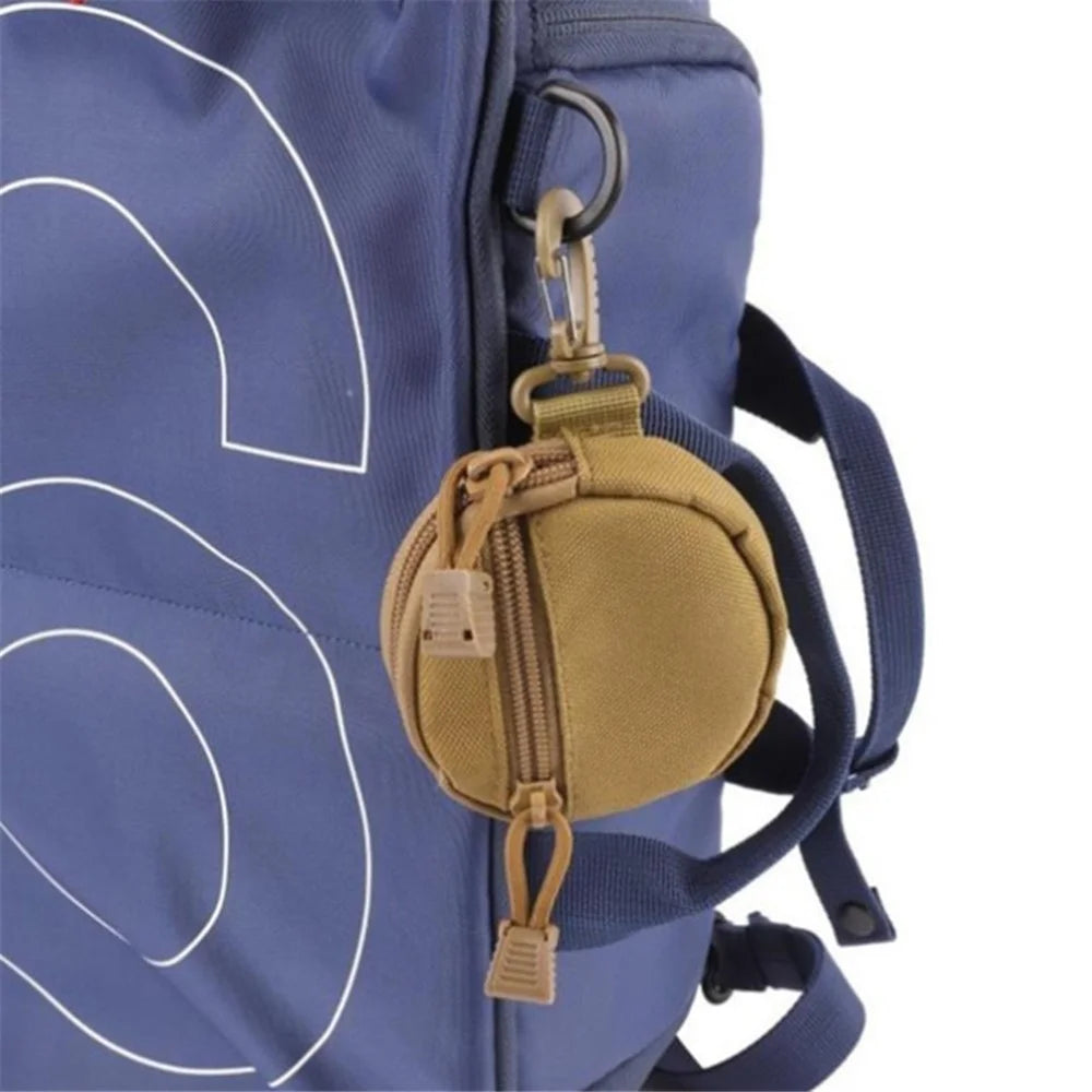 600D Oxford Cloth Zipper Wallet Waist Bag Portable Mini Coin Pouch with Keychain - Khaki - 4