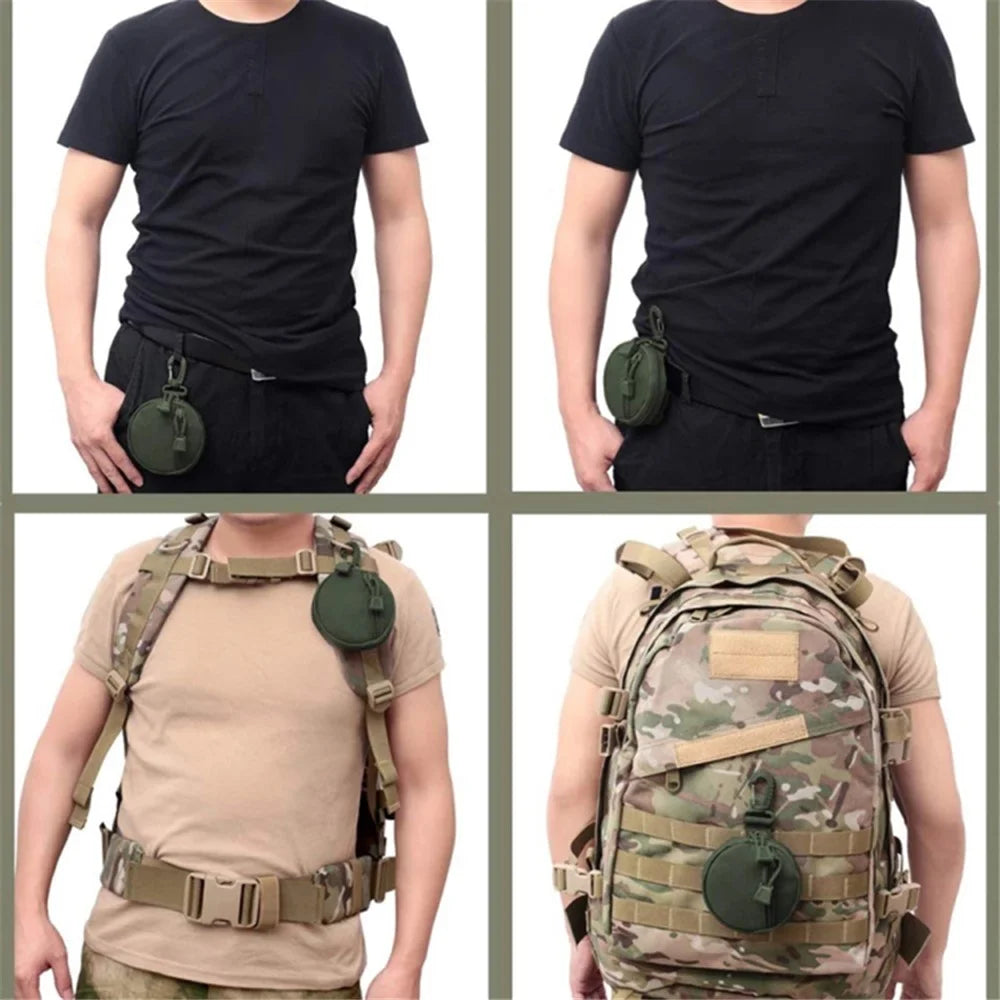 600D Oxford Cloth Zipper Wallet Waist Bag Portable Mini Coin Pouch with Keychain - Khaki - 5