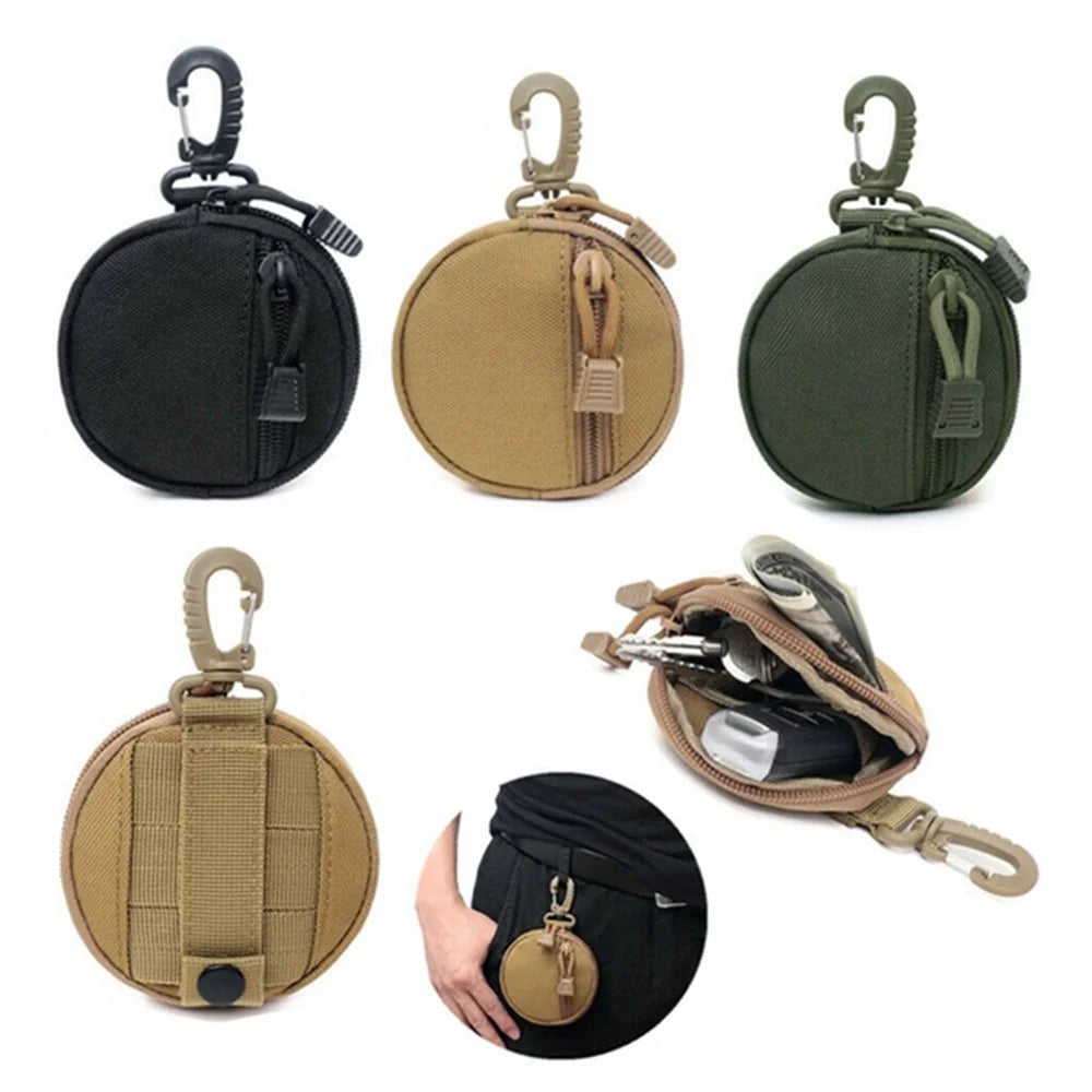 600D Oxford Cloth Zipper Wallet Waist Bag Portable Mini Coin Pouch with Keychain - Khaki - 6