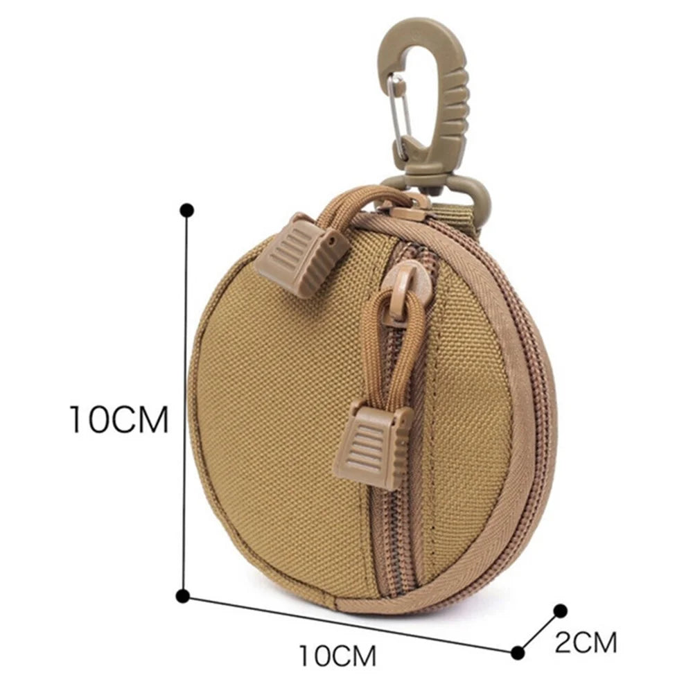 600D Oxford Cloth Zipper Wallet Waist Bag Portable Mini Coin Pouch with Keychain - Khaki - 7