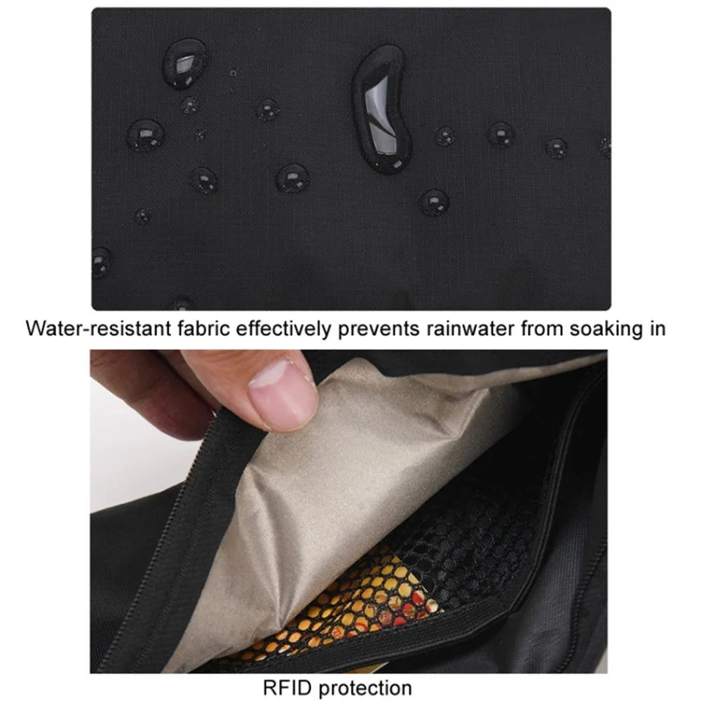Waterproof Anti-Theft Storage Bag Travel Waist Pouch for Phone, ID Cards,  Passport - Black - 2