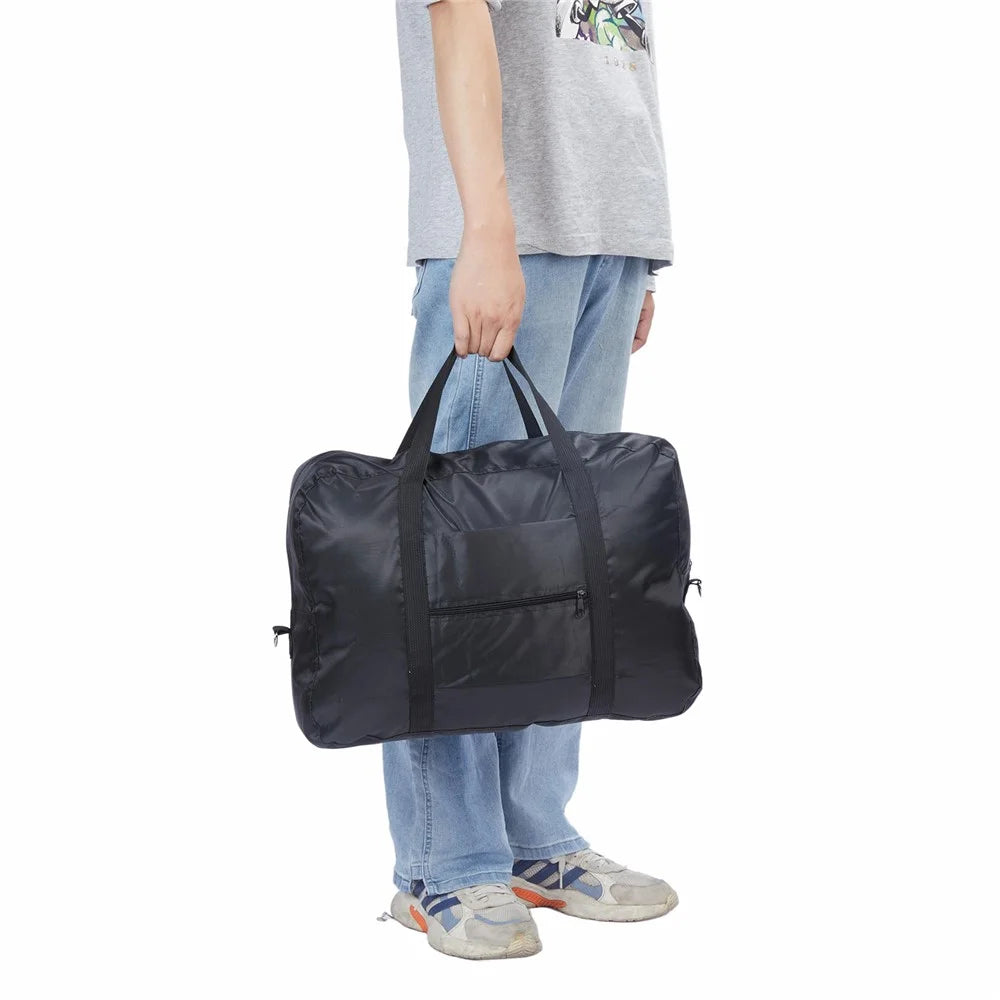 Foldable Waterproof 600D Oxford Cloth Travel Duffle Bag Large Handbag Crossbody Bag - Black - 4