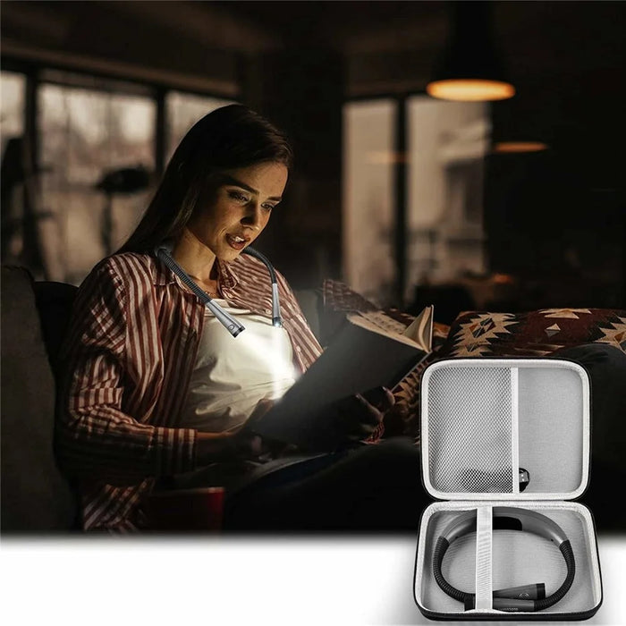 Neck-mounted LED Reading Light Storage Bag EVA+Nylon Case Travel Organizer Handbag - 3