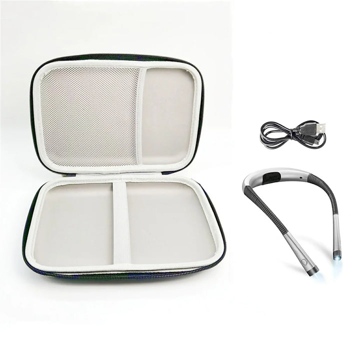 Neck-mounted LED Reading Light Storage Bag EVA+Nylon Case Travel Organizer Handbag - 4