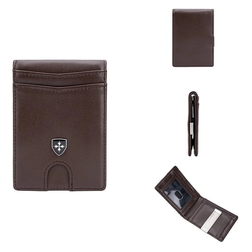 BAELLERRY K9313-K9314 Leather RFID Blocking Card Bag Card Storage Case Coin Purse - Coffee - 1
