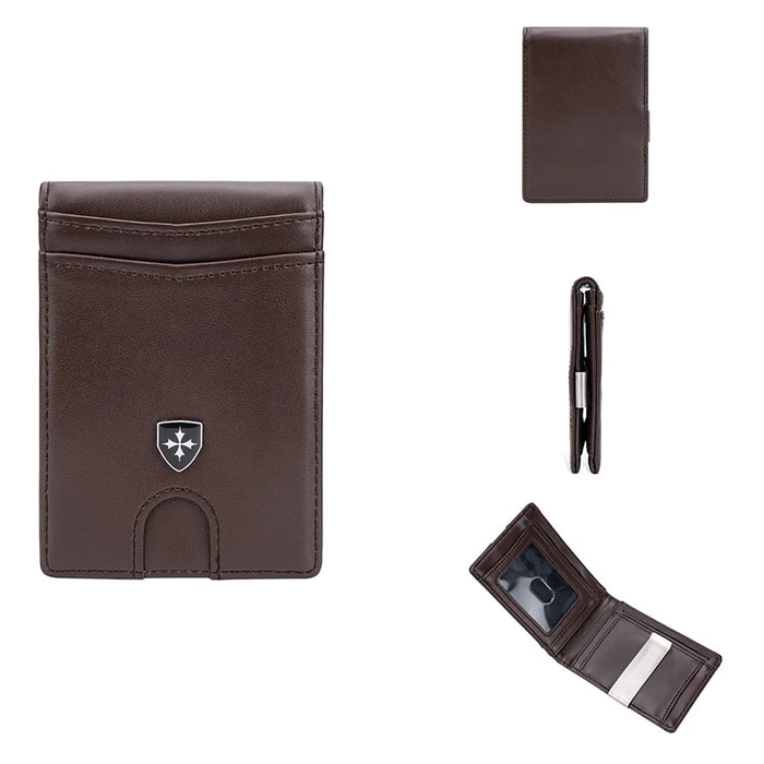 BAELLERRY K9313-K9314 Leather RFID Blocking Card Bag Card Storage Case Coin Purse - Coffee - 1