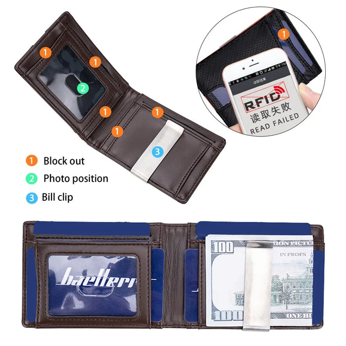 BAELLERRY K9313-K9314 Leather RFID Blocking Card Bag Card Storage Case Coin Purse - Coffee - 3