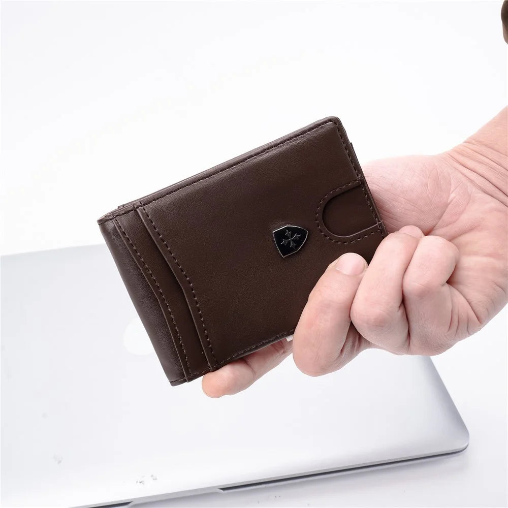 BAELLERRY K9313-K9314 Leather RFID Blocking Card Bag Card Storage Case Coin Purse - Coffee - 6