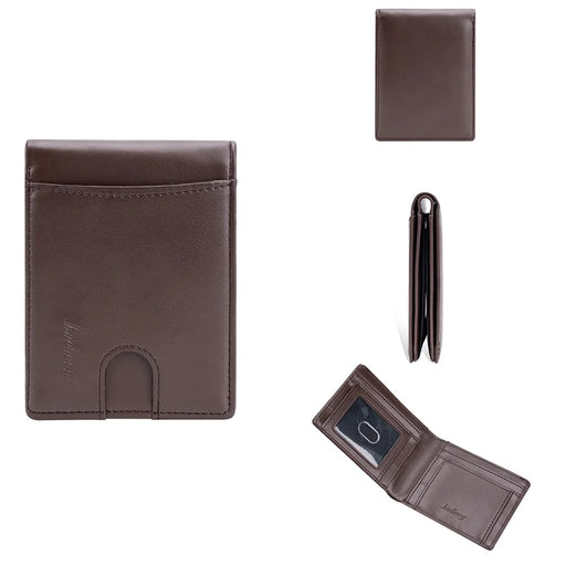 BAELLERRY K9311-K9312 RFID Blocking Bifold Leather Pocket Wallet RFID Blocking Card Bag Coin Purse - Coffee - 1