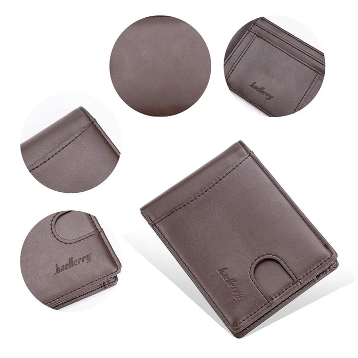 BAELLERRY K9311-K9312 RFID Blocking Bifold Leather Pocket Wallet RFID Blocking Card Bag Coin Purse - Coffee - 3