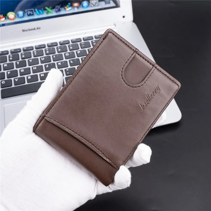 BAELLERRY K9311-K9312 RFID Blocking Bifold Leather Pocket Wallet RFID Blocking Card Bag Coin Purse - Coffee - 5