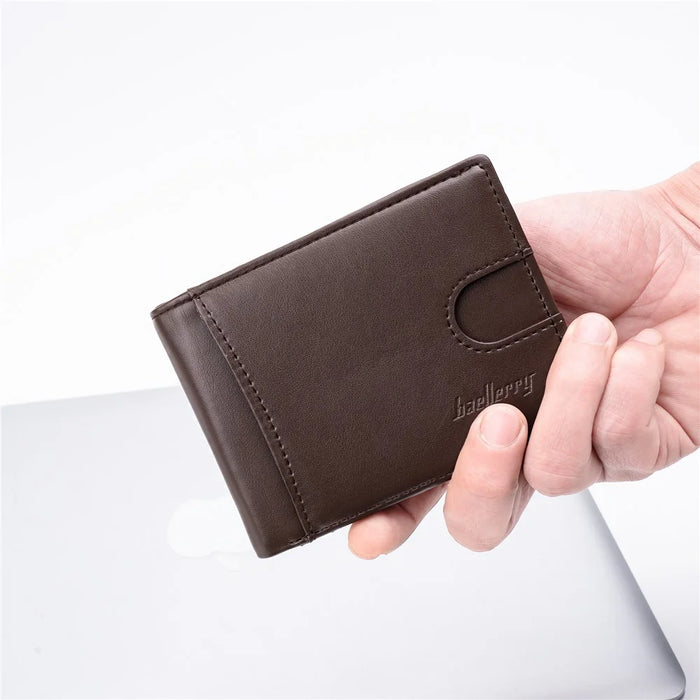 BAELLERRY K9311-K9312 RFID Blocking Bifold Leather Pocket Wallet RFID Blocking Card Bag Coin Purse - Coffee - 6