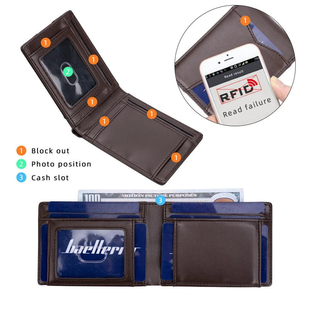 BAELLERRY K9315-K9316 Leather Wallet RFID Blocking Credit Card Holder Multi Card Case - Coffee - 6
