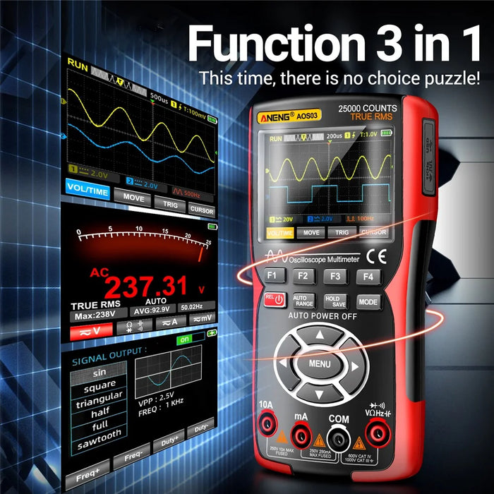 ANENG AOS03 Digital Oscilloscope Multimeter Signal Generator Waveform Output Handheld Multimeter - 3