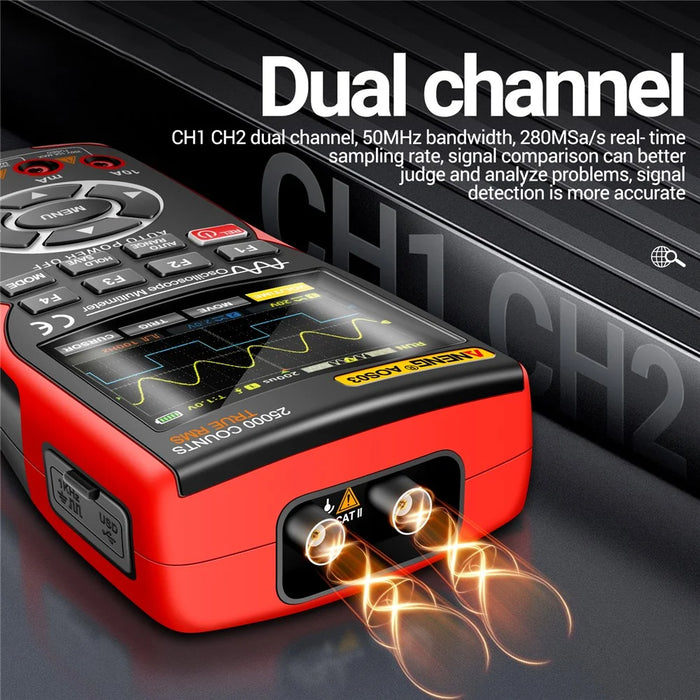 ANENG AOS03 Digital Oscilloscope Multimeter Signal Generator Waveform Output Handheld Multimeter - 4