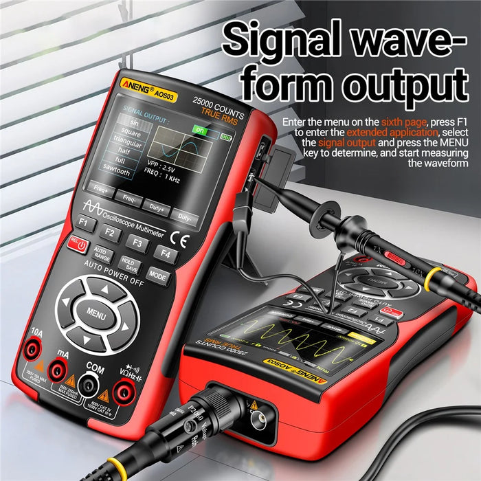 ANENG AOS03 Digital Oscilloscope Multimeter Signal Generator Waveform Output Handheld Multimeter - 6
